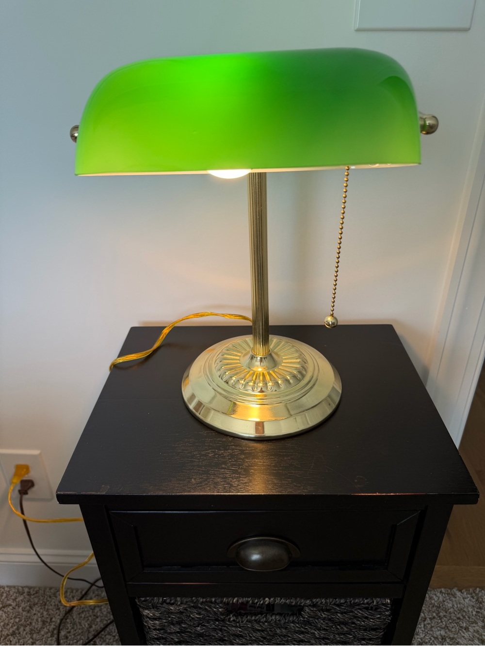 Classic Brass-Base Desk Lamp with Green Glass Shade